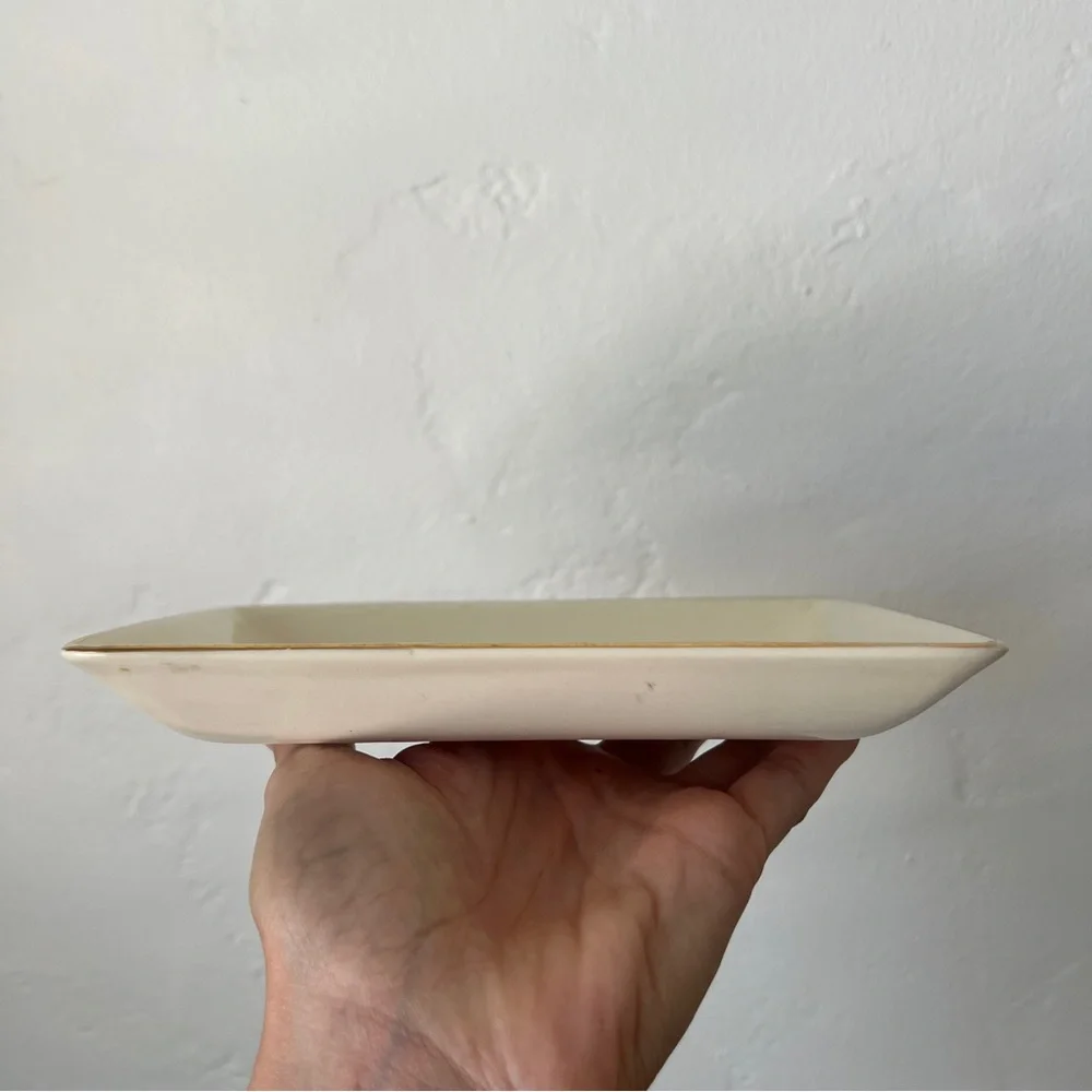 Vintage MCM Sailboat trinket dish decorative plate gilded Delano Studios 1965